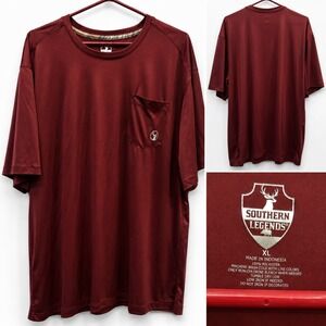 Southern Legends Performance Pocket T-Shirt Men's XL Burgundy Short Sleeve Tee